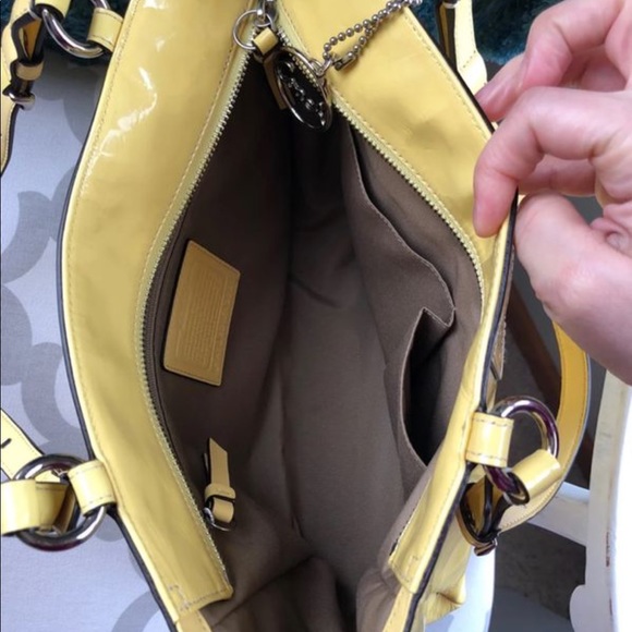 Yellow patent leather Coach Purse - Picture 4 of 7